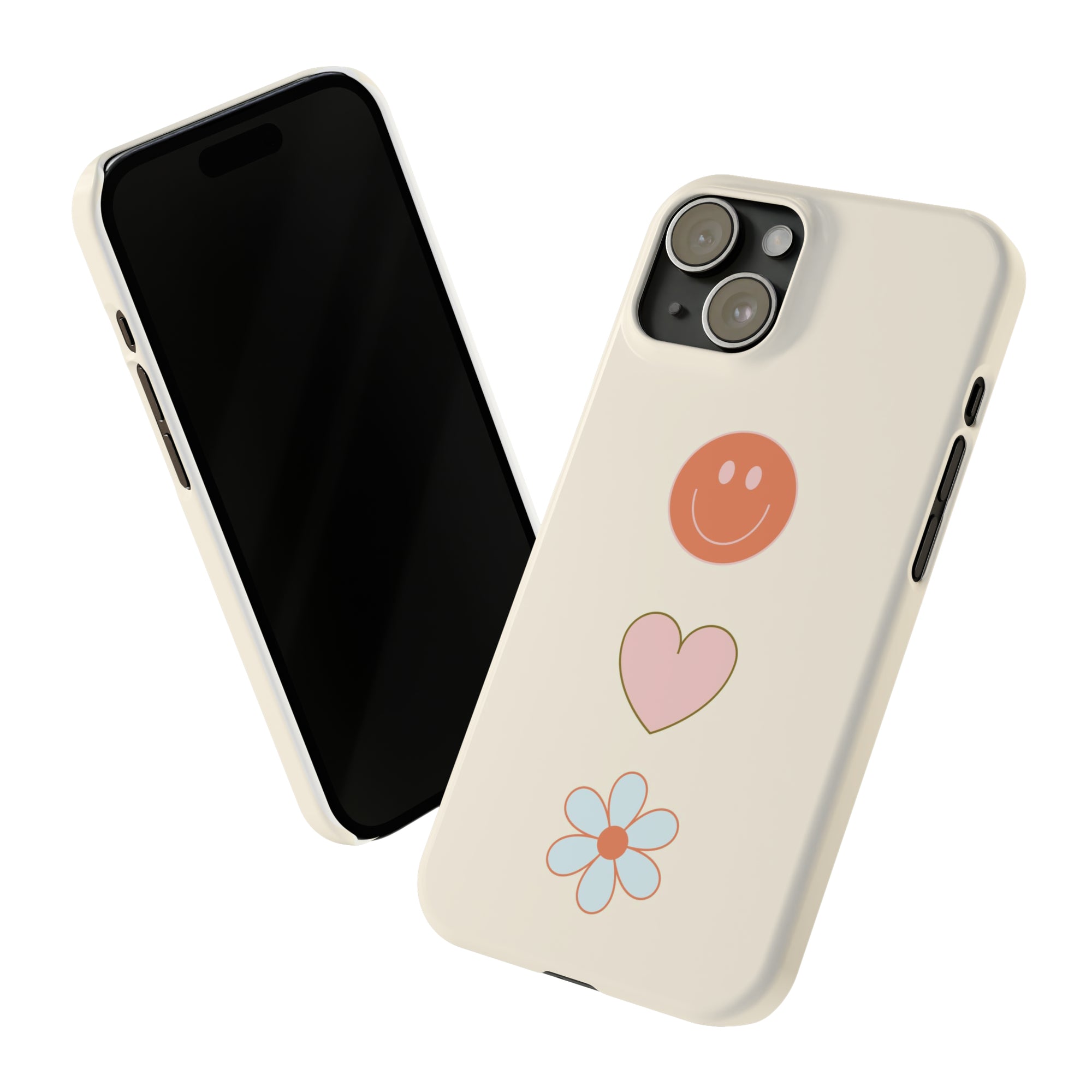 Slim Happy Icon Phone Case in Cream