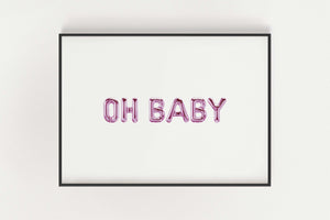 'Oh Baby' Balloon Print in Pink