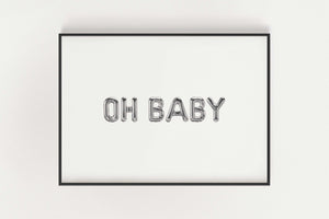 'Oh Baby' Balloon Print in Silver