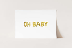 'Oh Baby' Balloon Print in Gold