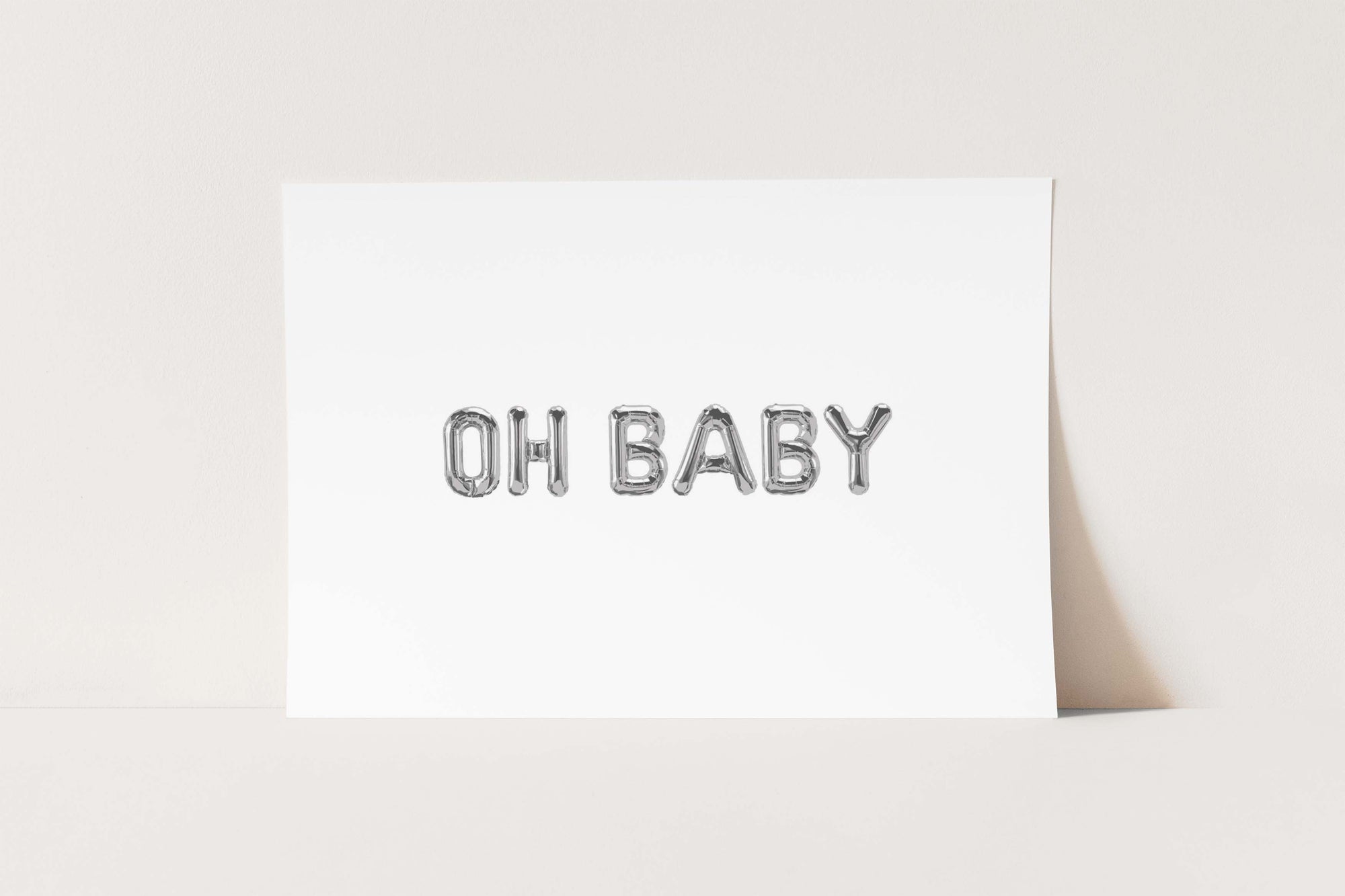 'Oh Baby' Balloon Print in Silver